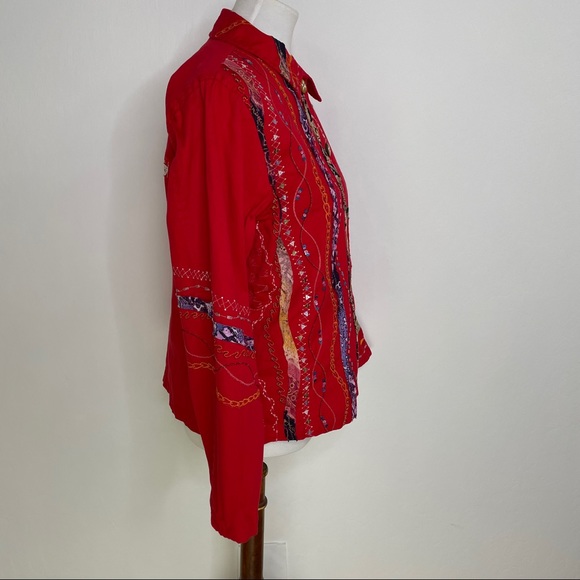 Coldwater Creek Embellished Embroidered Twill Top - Picture 6 of 11